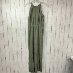 SO Women's Olive Green Gauze Halter Neck Sleeveless Jumpsuit Size Medium